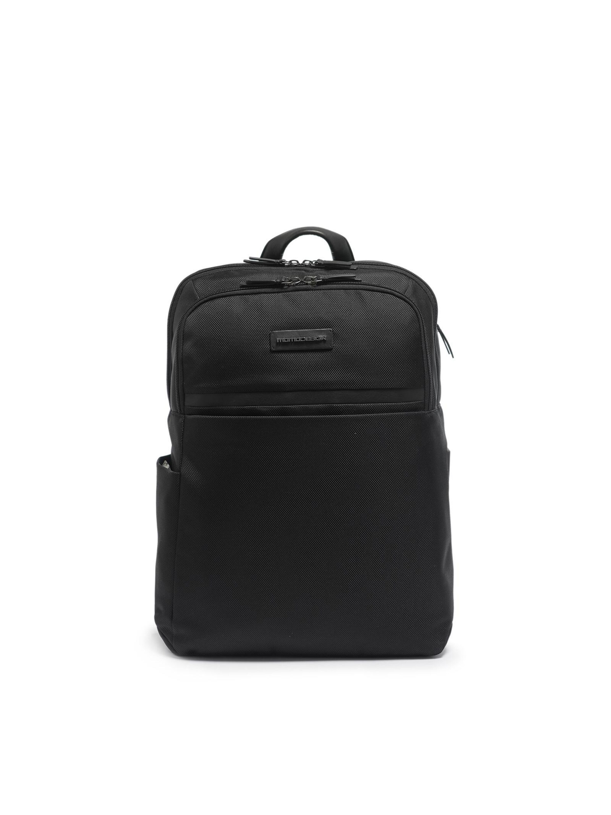 Zaino 'Zaino Momo Design Uomo Ecopelle - Chiusura Zip Tasche Organizzate' di Momo Design in nero: frontale