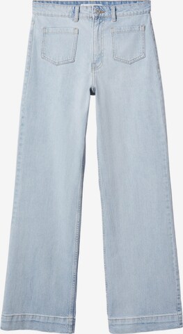 Wide leg Jeans de la MANGO pe albastru: față