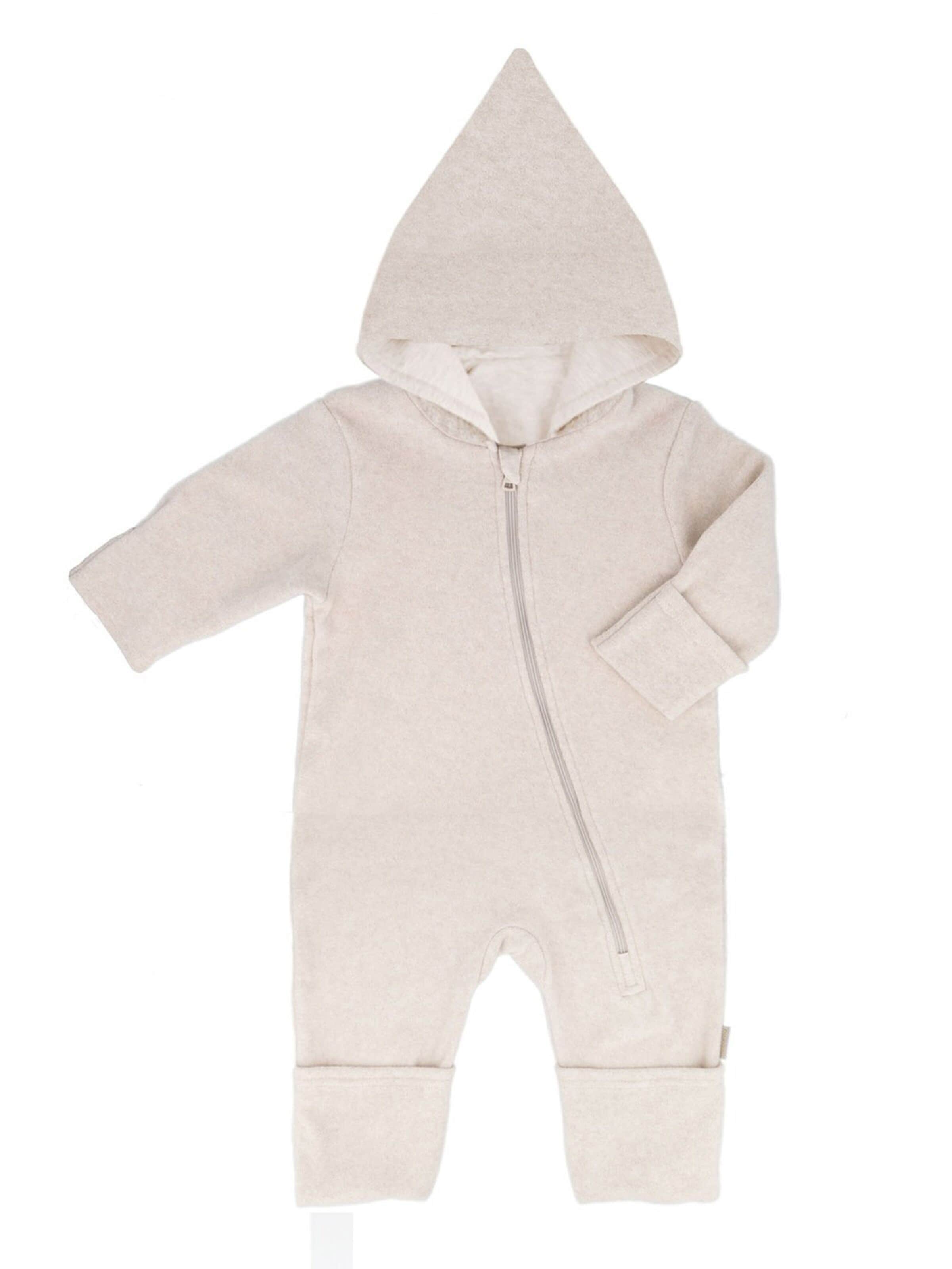 MAXIMO Overall 'GOTS BABY-Overall, Baumwollfleece, Reißverschluss, Jerseyfutter'‌‌‌‌‌‌‌ in Beige: Vorderseite