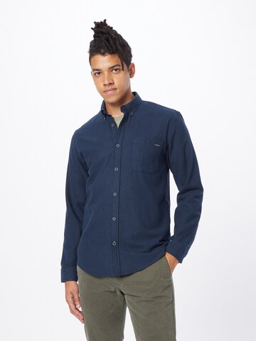 Coupe regular Chemise Lindbergh en bleu : devant