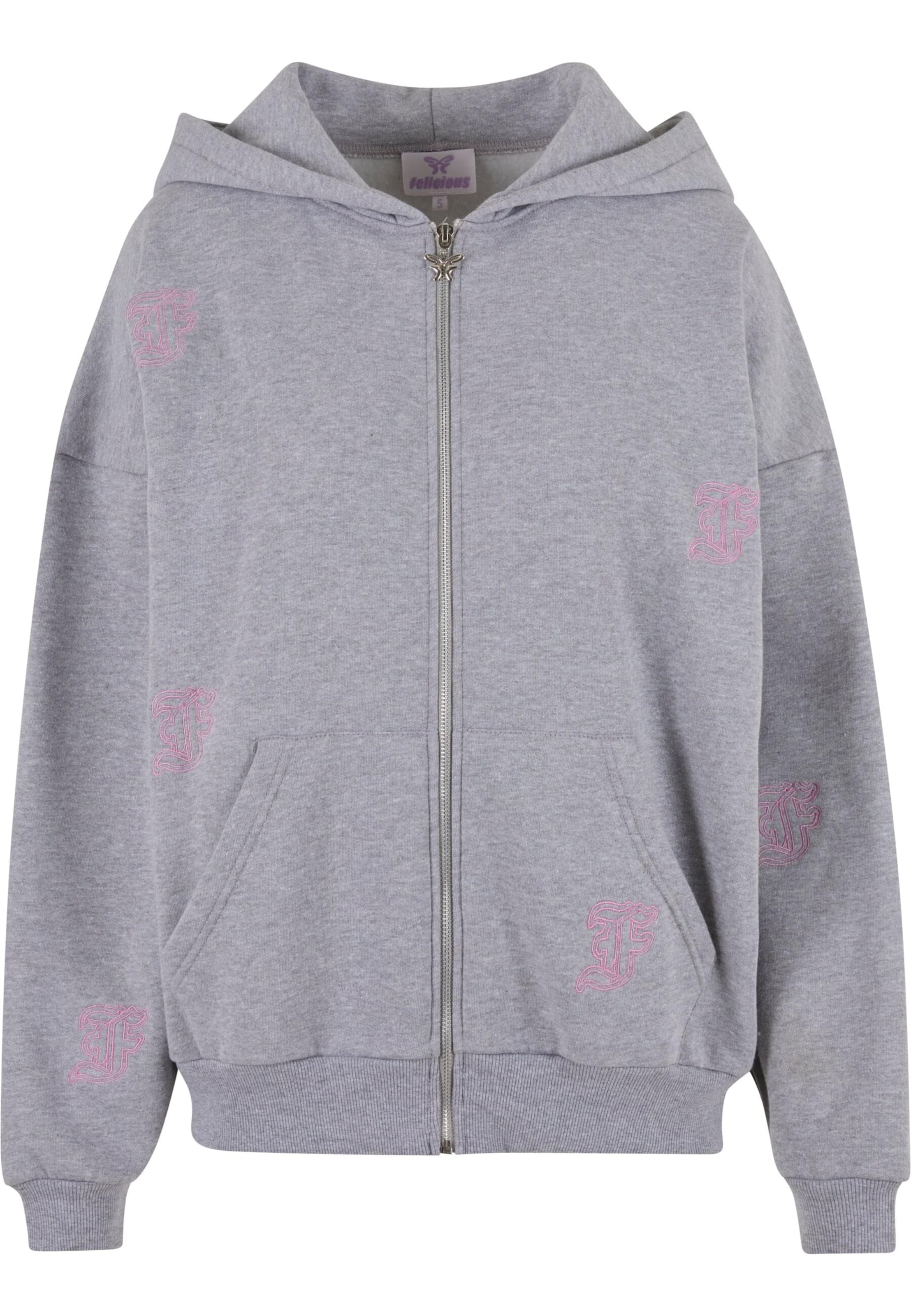 Felicious Sweat jacket 'Initial' in Grey: front