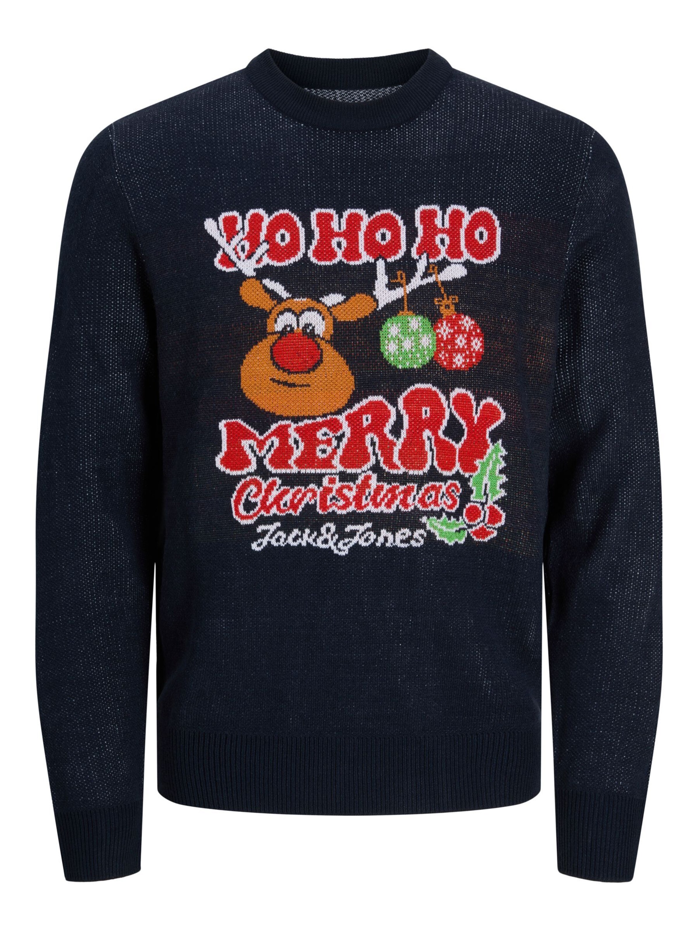zils JACK & JONES Džemperis 'JJXmas Santa': no priekšpuses