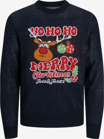 zils JACK & JONES Džemperis 'JJXmas Santa': no priekšpuses