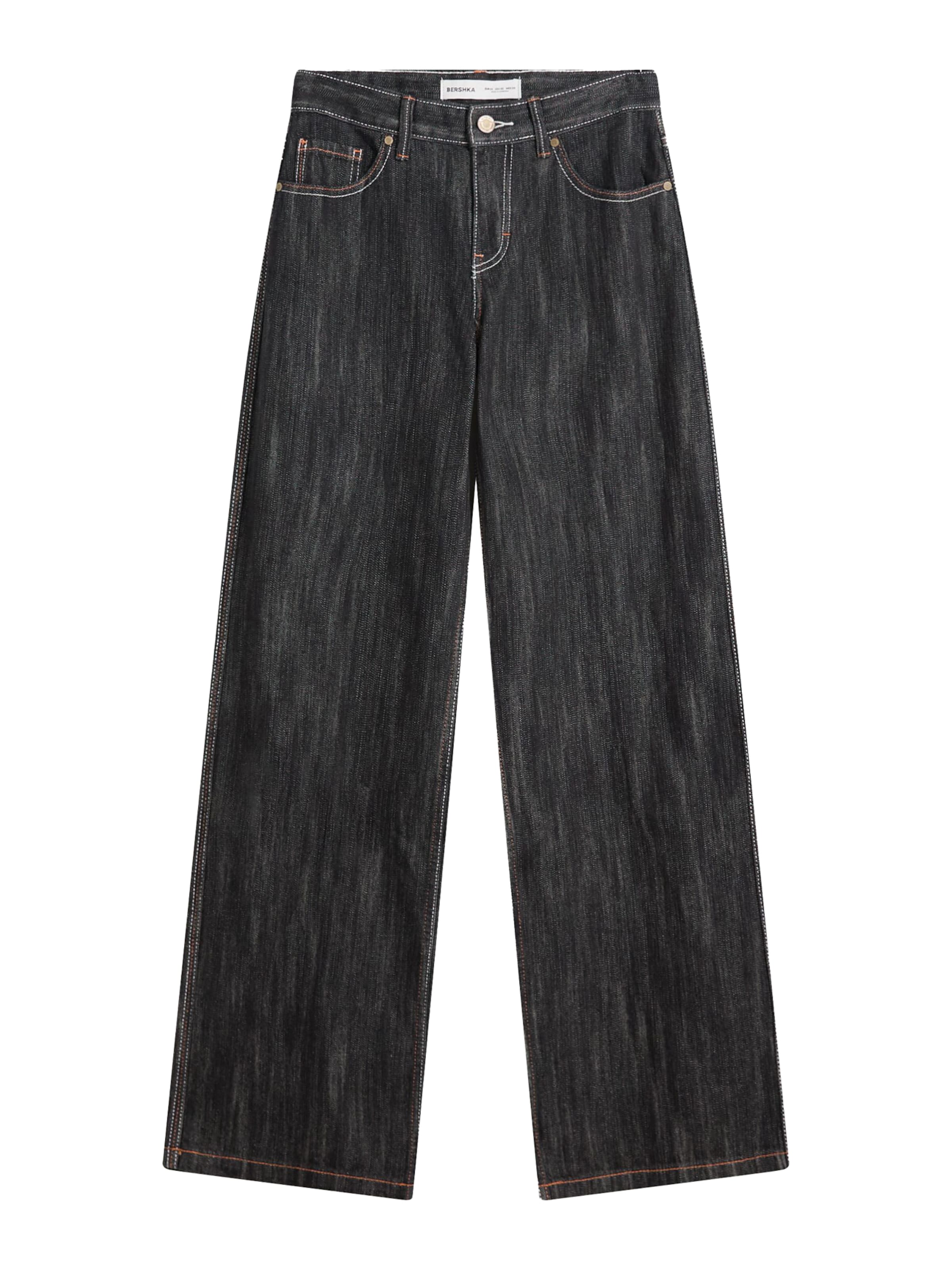 BershkaLoosefit Traperice - crna boja: prednji dio