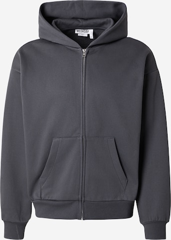 WEEKDAY Sweatjacke in Grau: Vorderseite