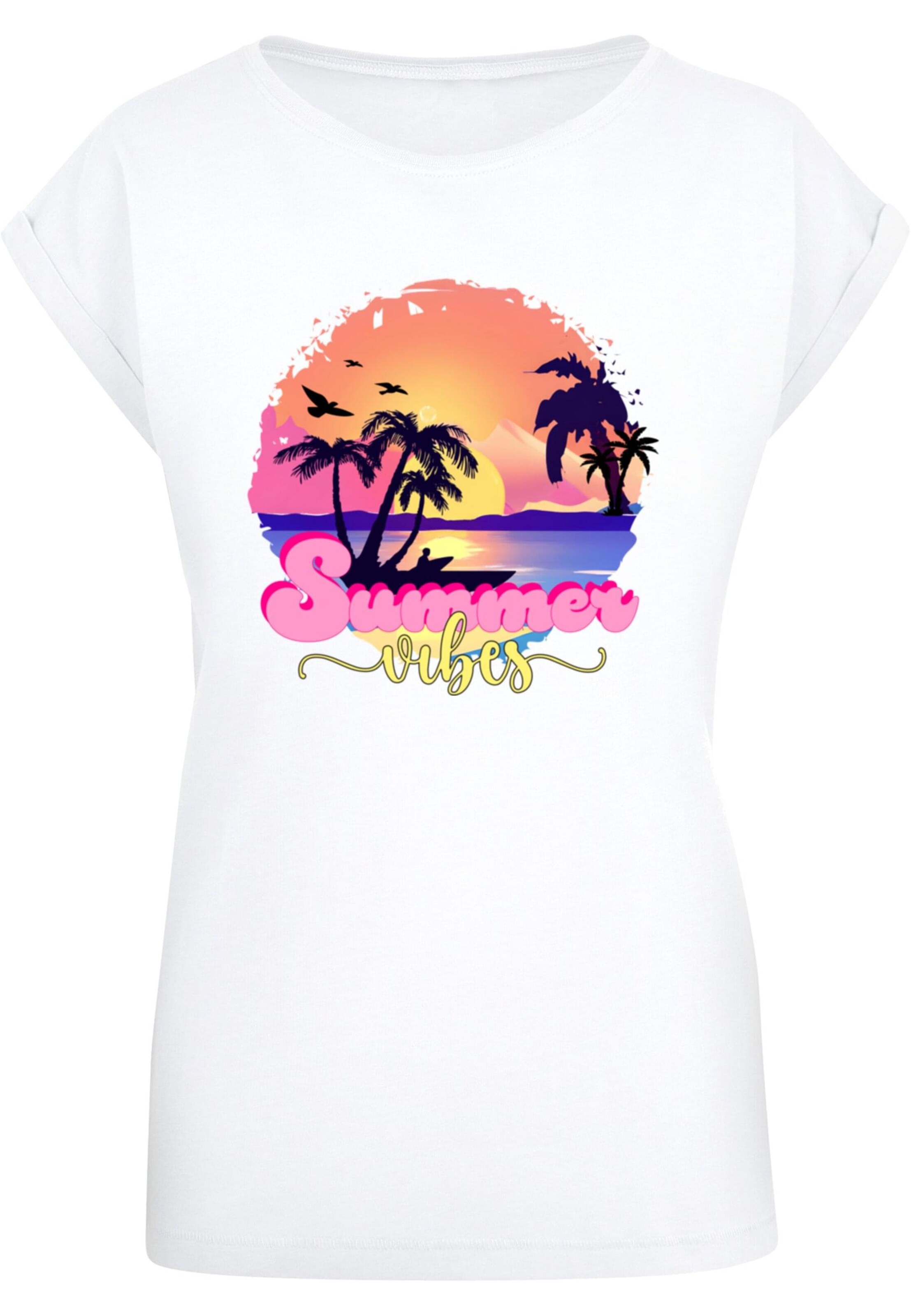 Merchcode Shirt 'Summer Vibes Sunset' in White: front