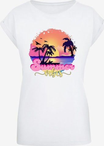 Merchcode T-Shirt 'Summer Vibes Sunset' in Weiß: predná strana