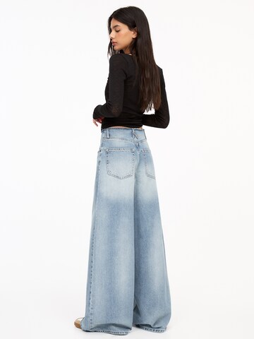 Wide Leg Jean Pull&Bear en bleu