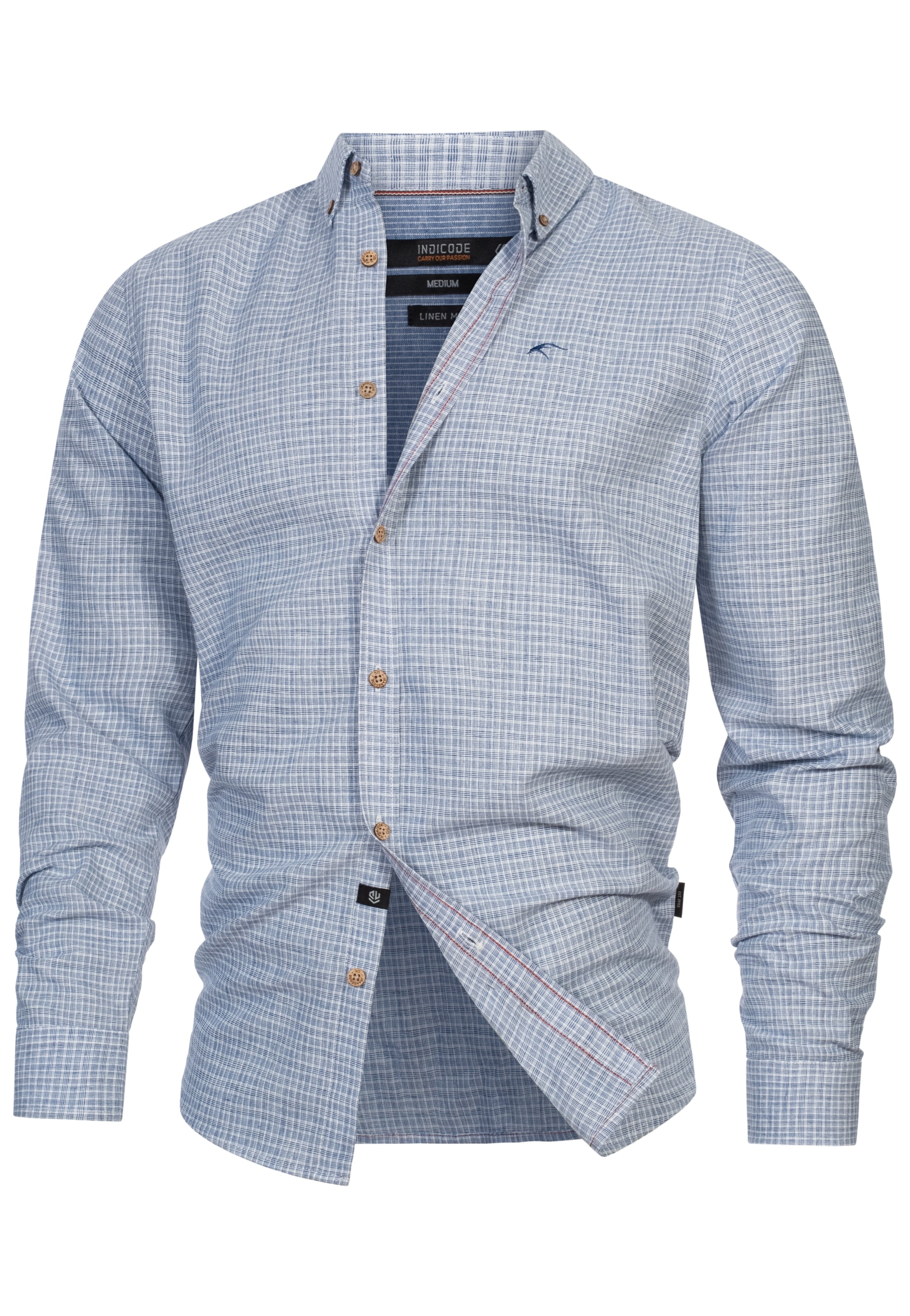 INDICODE JEANS Regular fit Button Up Shirt 'Terra' in Blue: front
