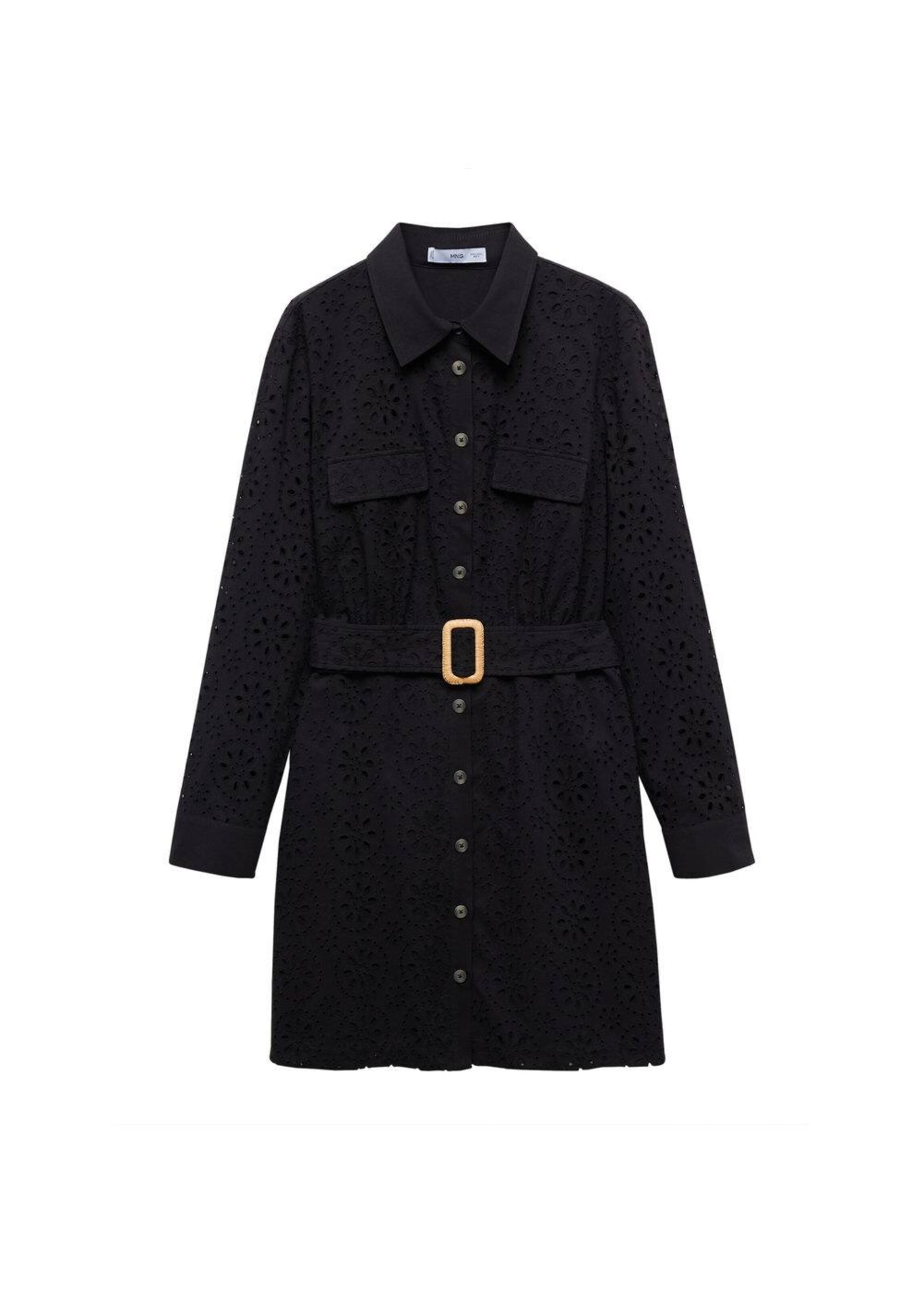 MANGO Dolga srajca 'Shirly' | črna barva: sprednja stran