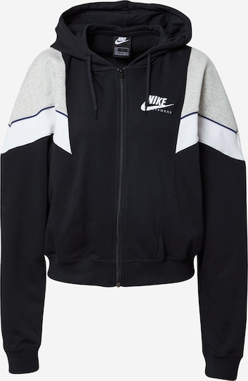 Nike Sportswear Sweatjacka i ljusgrå / svart / vit, Produktvy