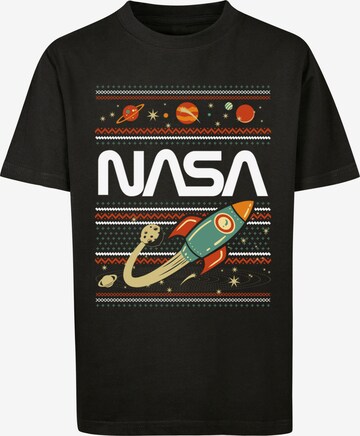 F4NT4STIC Shirt 'NASA Fair Isle -BLK' in Zwart: voorkant