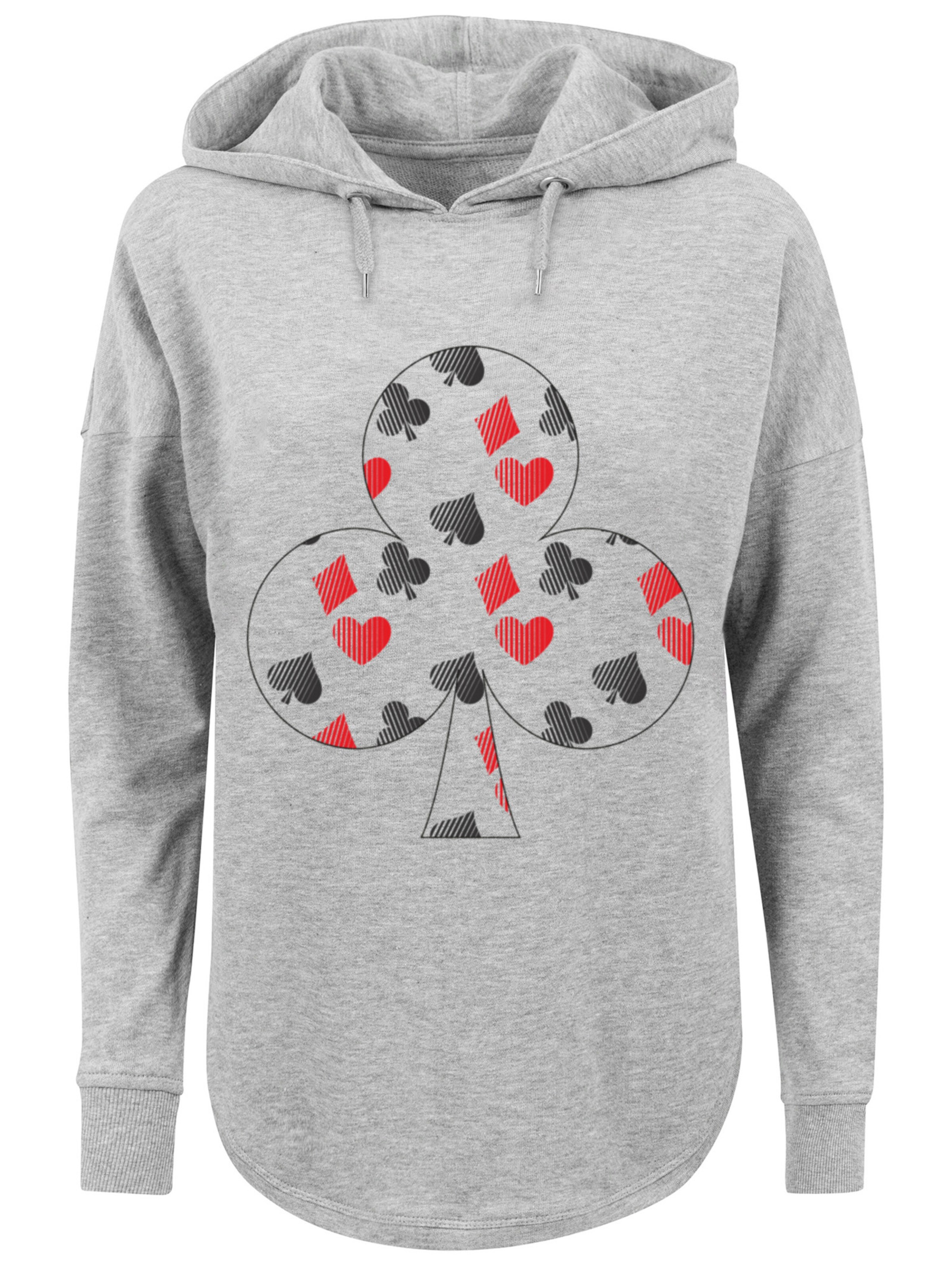 Sweat-shirt 'Kartenspiel Kreuz Herz Karo Pik Poker' F4NT4STIC en gris : devant