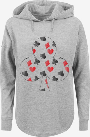 F4NT4STIC Sweatshirt 'Kartenspiel Kreuz Herz Karo Pik Poker' in Grijs: voorkant