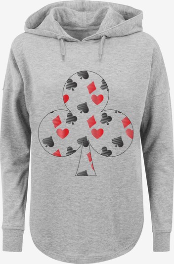 F4NT4STIC Sweatshirt 'Kartenspiel Kreuz Herz Karo Pik Poker' in grau / hellrot / schwarz, Produktansicht