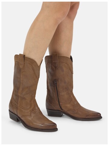Felmini Wide Fit Cowboy Boots in Brown: front