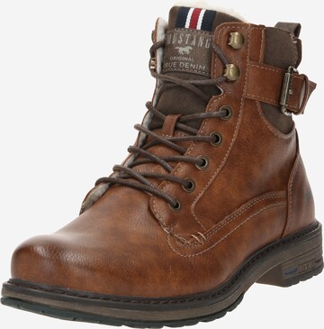 MUSTANG Lace-Up Boots in Brown: front