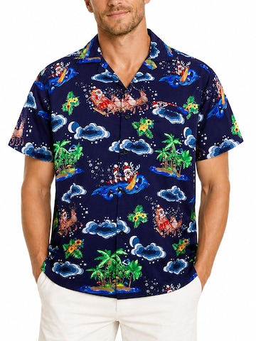 King Kameha Regular fit Overhemd 'Christmas Island' in Blauw