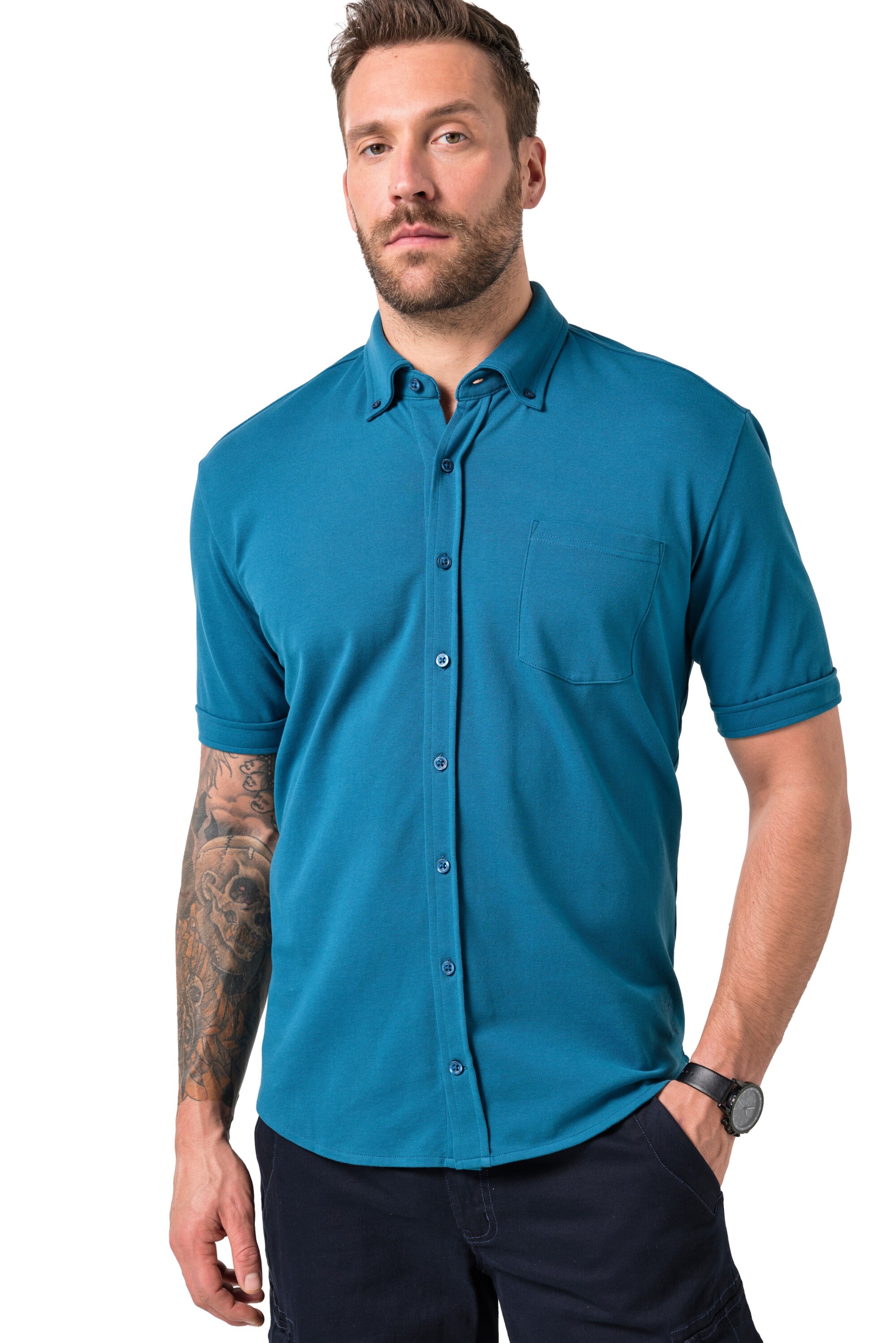 JP1880 Regular fit Button Up Shirt in Blue: front