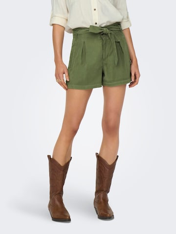 ONLY Loose fit Pleat-Front Pants 'ARIS' in Green: front