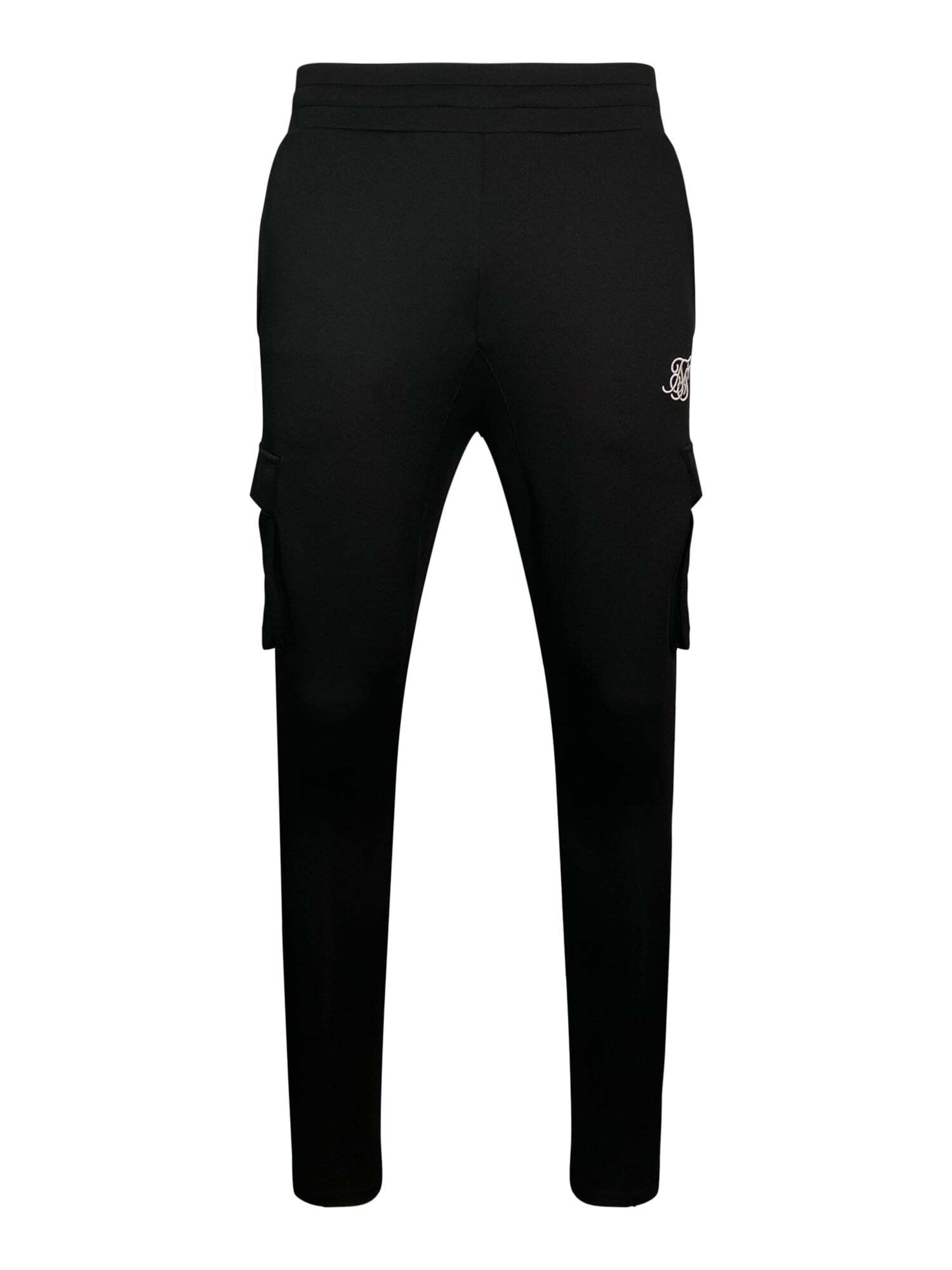 SikSilk Slimfit Sportbroek 'Essentials Poly' in Zwart