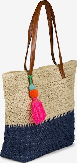 styleBREAKER Strandtasche 'Korbflecht Henkeltasche - Basttasche 2-Farbig' in One Size in beige, Produktansicht