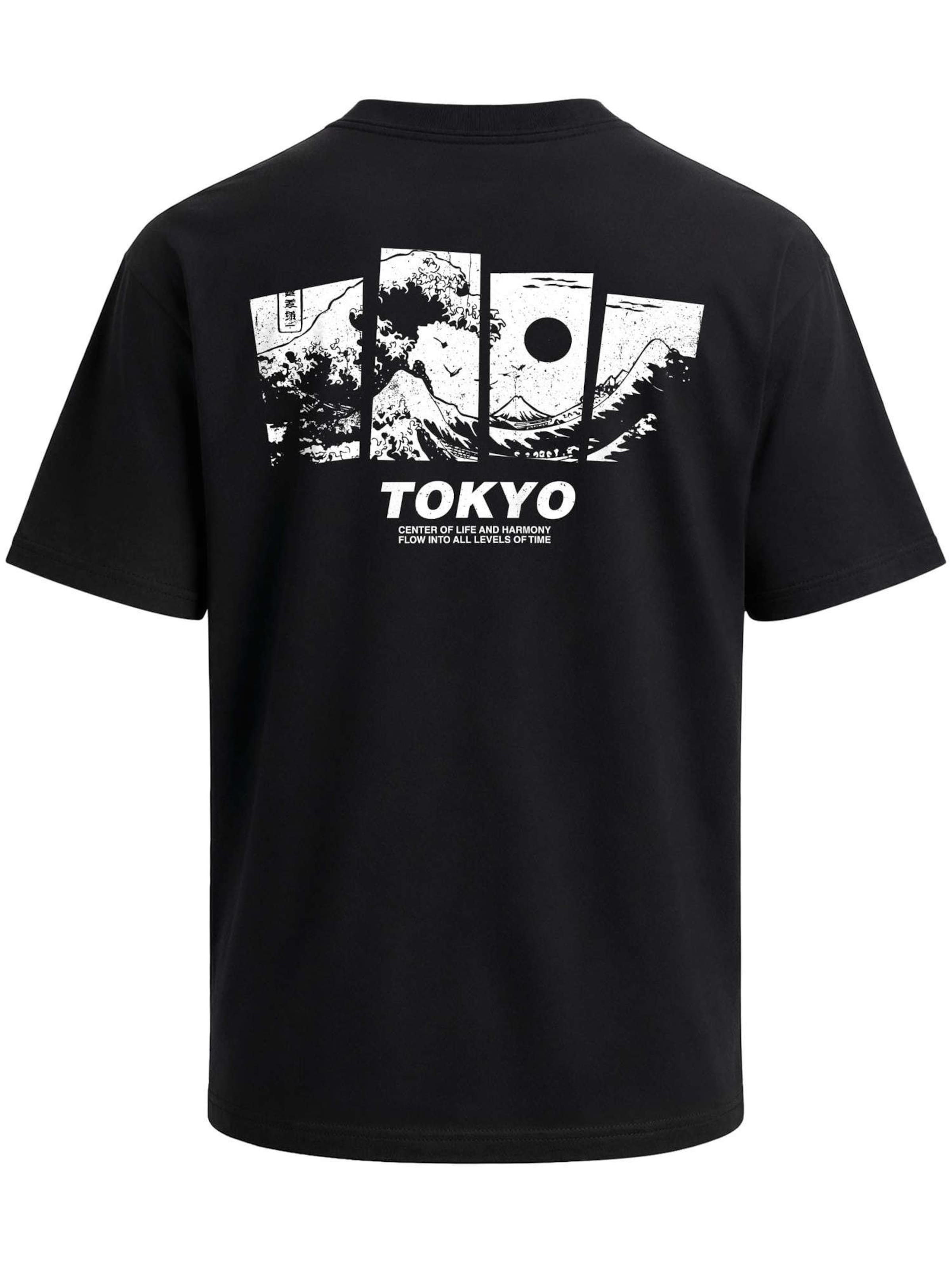 Neverless Shirt 'Tokyo Wave'‌ in Schwarz: Vorderseite