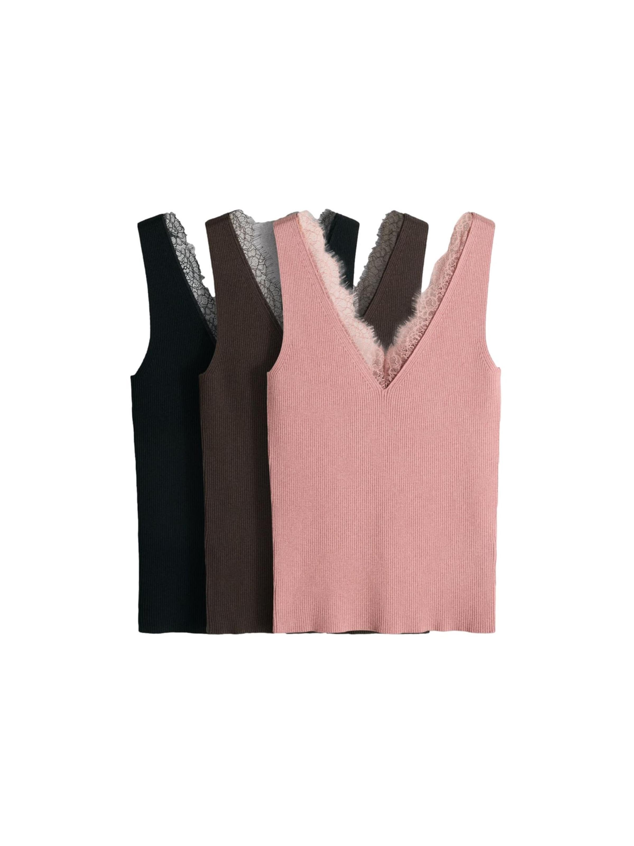 Tops en tricot The Set en marron : devant
