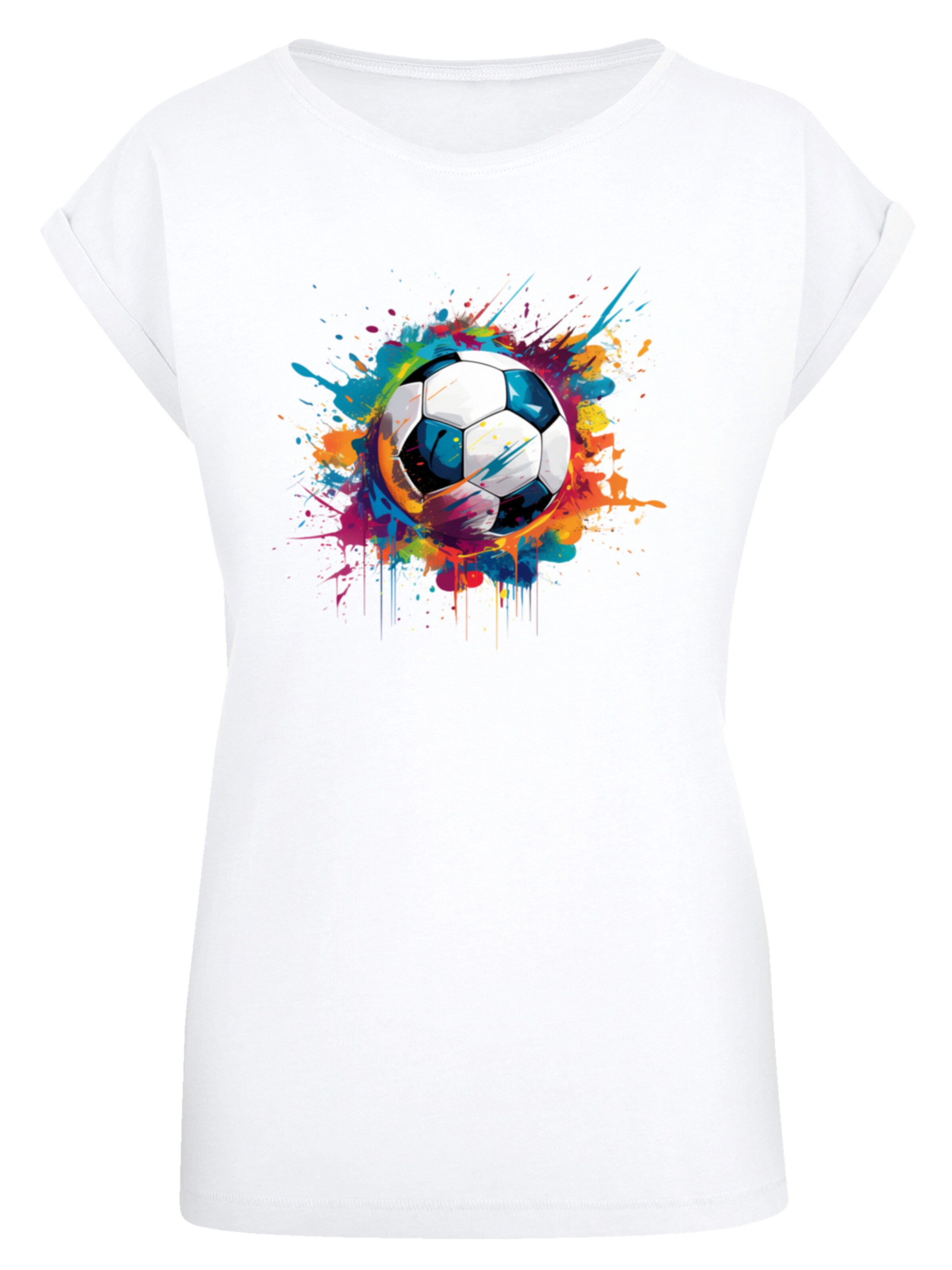 F4NT4STIC Shirt 'Bunte Fußball Grafik' in Wit: voorkant