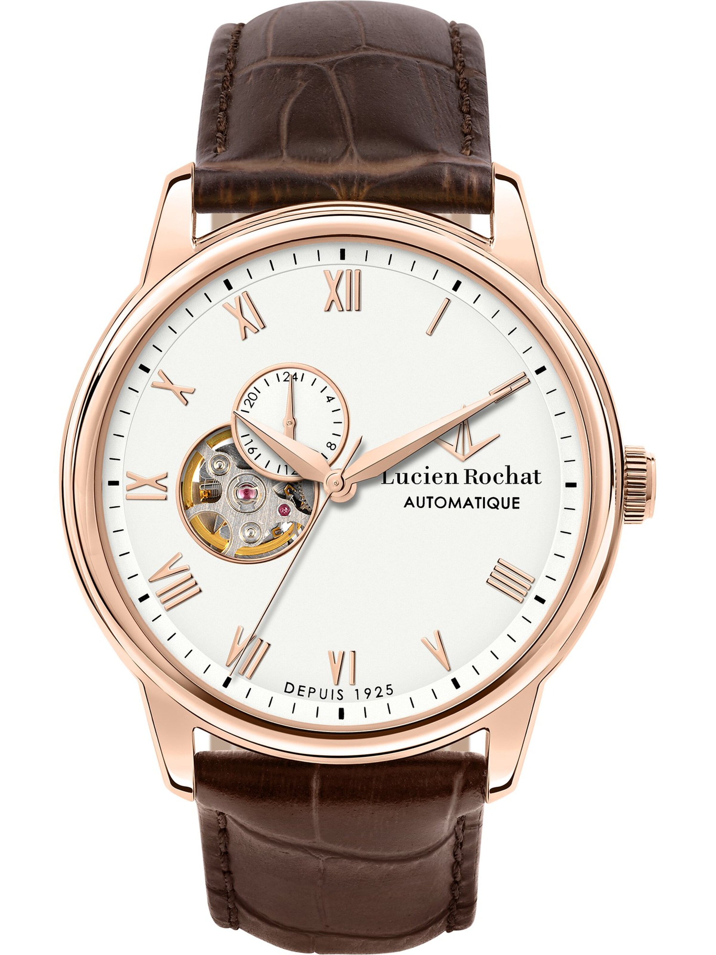 Lucien Rochat Analoguhr in Braun: Vorderseite