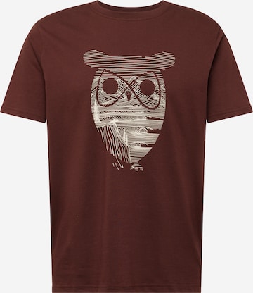 KnowledgeCotton Apparel Shirt in Bruin: voorkant