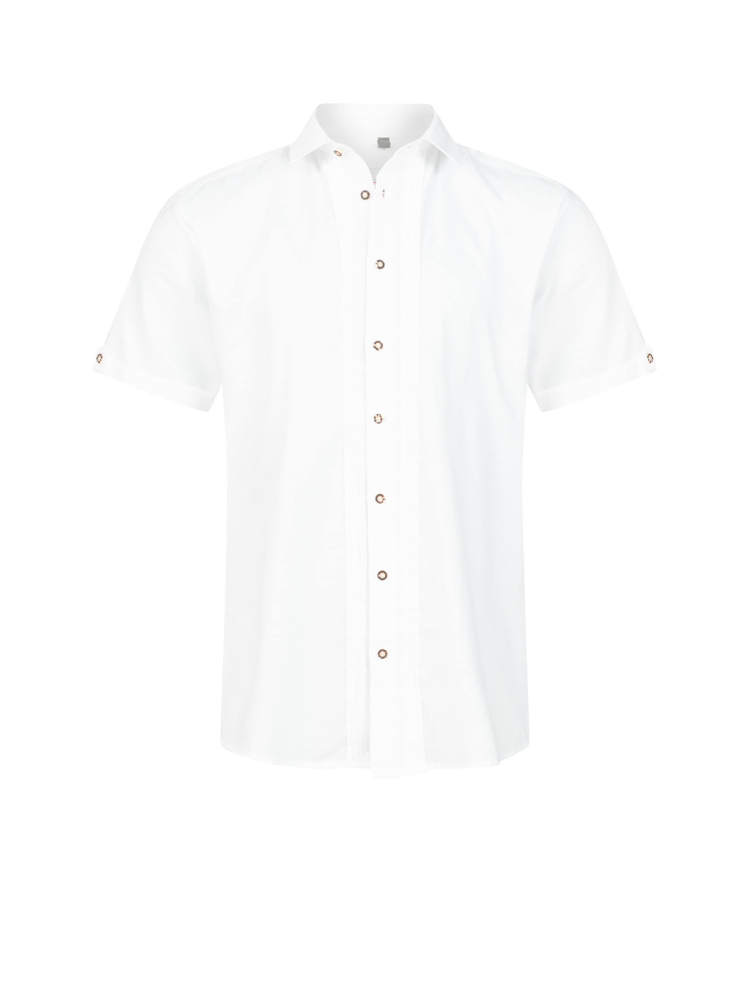 Trachtenhof Nübler Regular Fit Trachtenhemd 'Trachtenhemd kurzarm Josef'‌‌‌‌‌‌‌‌‌ in Weiß: Vorderseite