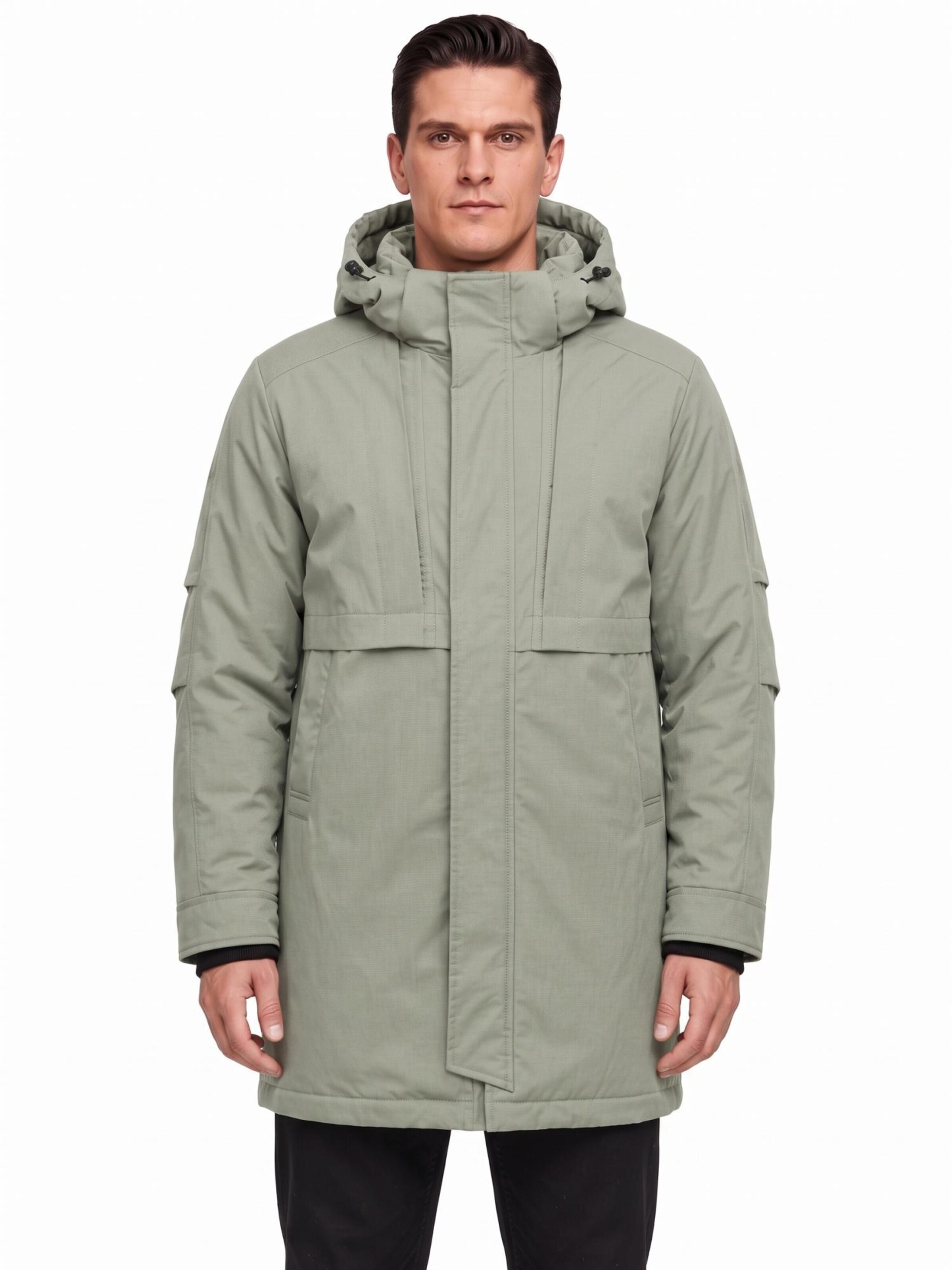 ALLTHEMEN Winter Coat 'Eishauch' in Grey: front