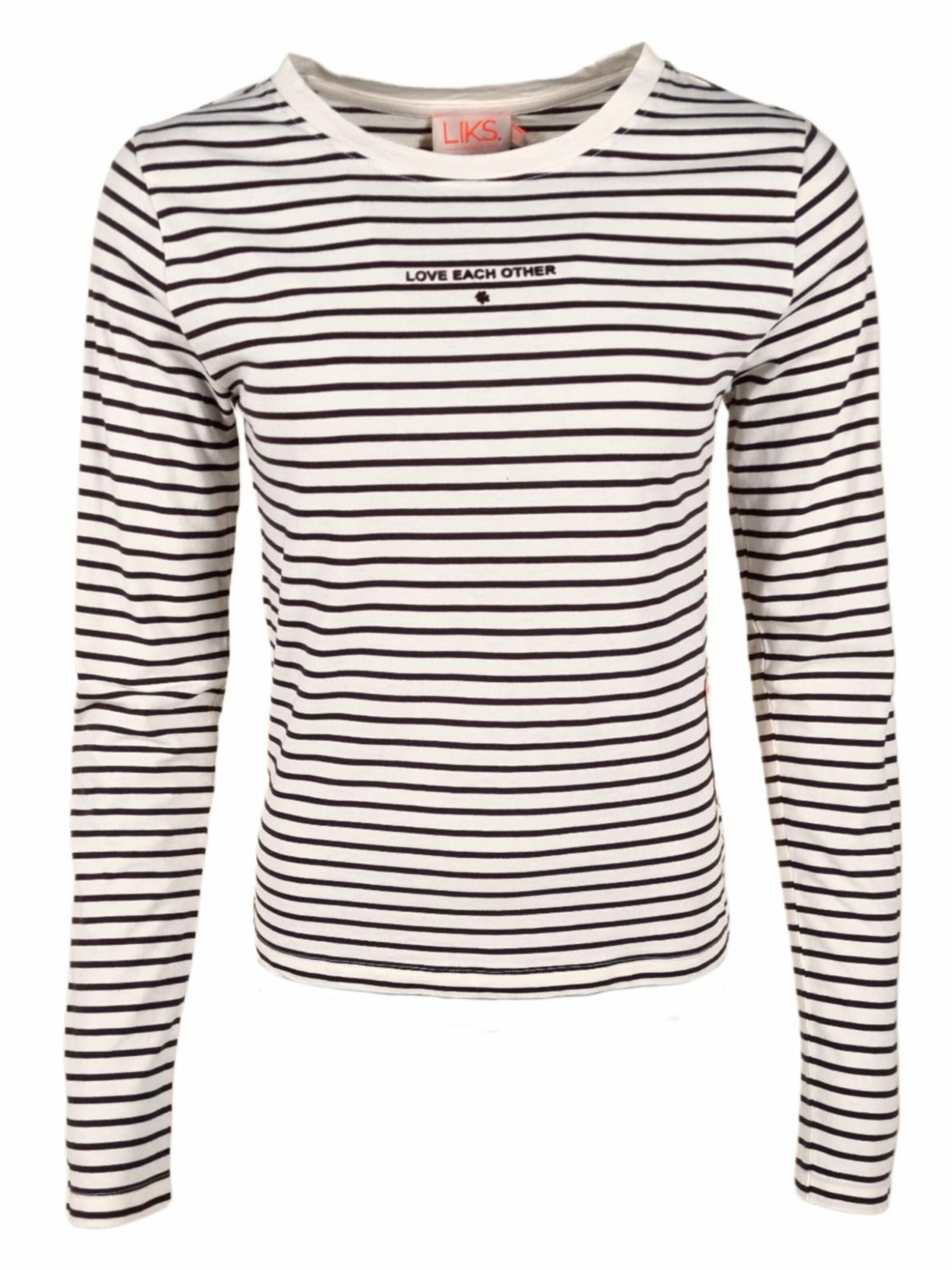 LIKS. Munich Shirt 'Langarmshirt gestreift mit Flock' in White: front