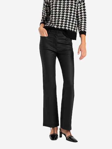 MORE & MORE Flared Trousers with creases in Black: front