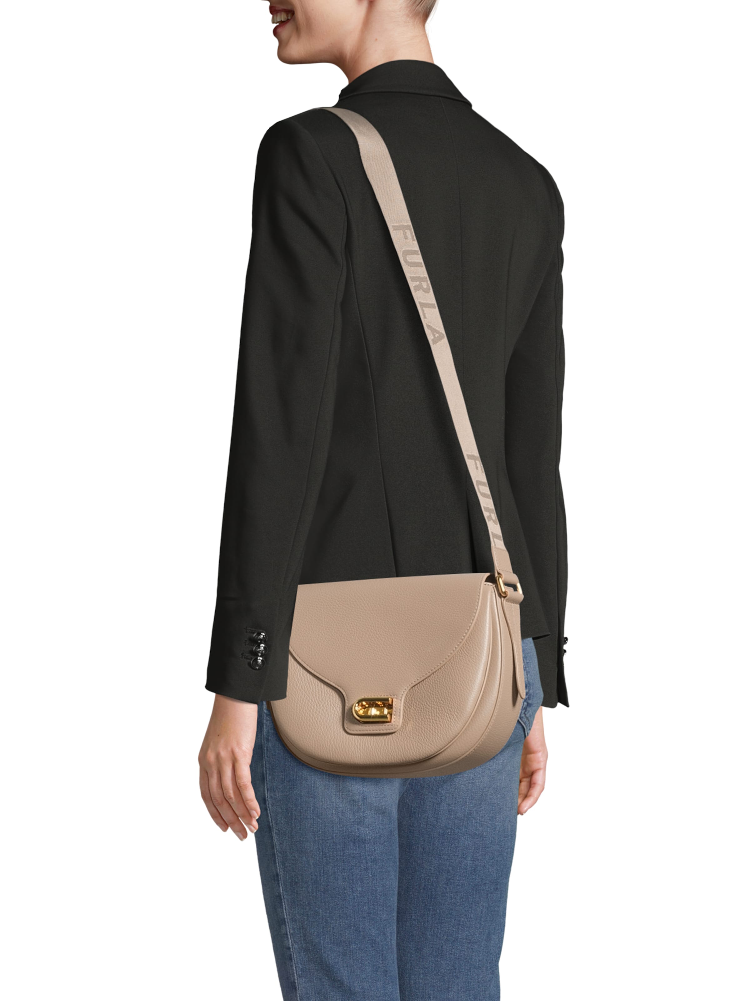 FURLA Crossbody Bag 'LOTUS' in Grey: front