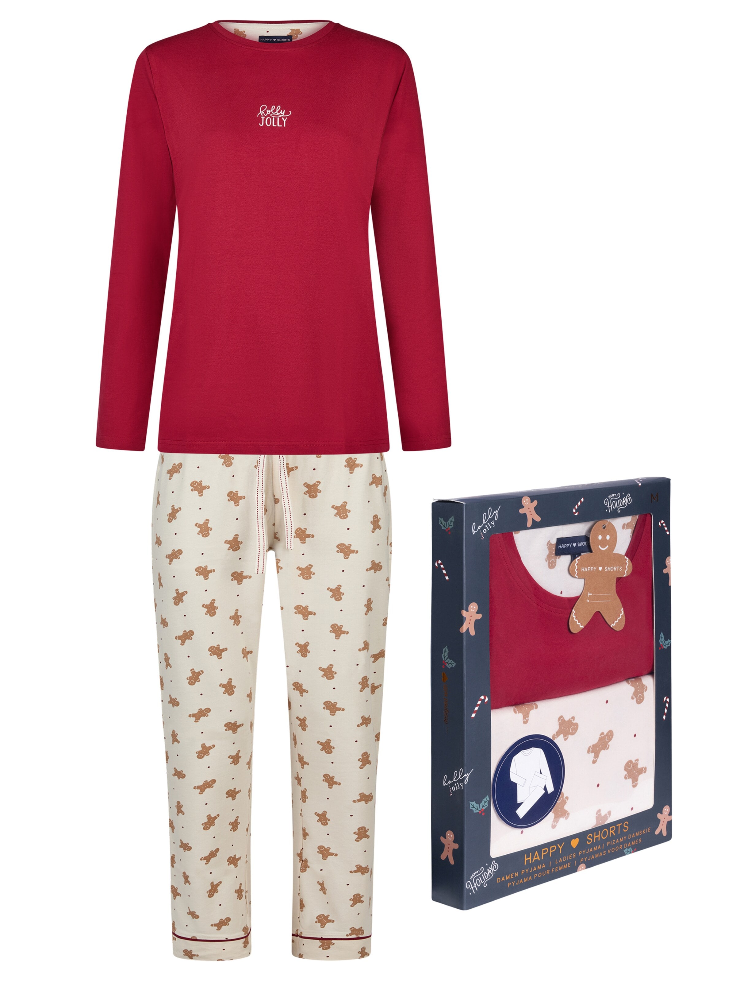 Happy Shorts Pyjama 'Christmas Giftbox' in Rood