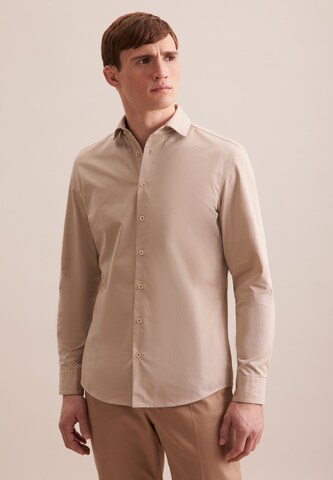 Coupe slim Chemise SEIDENSTICKER en beige : devant