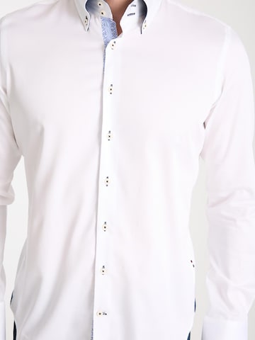 Slim fit Camicia business 'Roma Iconic Satin Man Shirt White' di 7Camicie in bianco