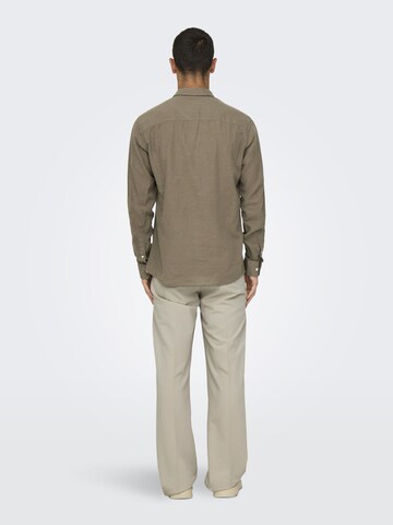 Only & Sons Slim fit Button Up Shirt 'ONSCaiden' in Beige