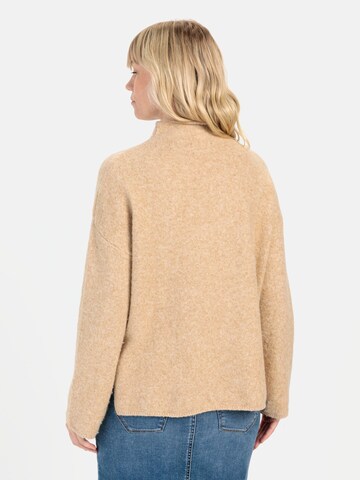 CAMEL ACTIVE Rollkragenpullover aus einem Wollmix in Beige