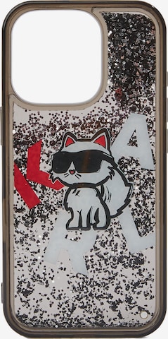 melns Karl Lagerfeld Viedtālruņa maciņš 'iPhone 16 Pro': no priekšpuses