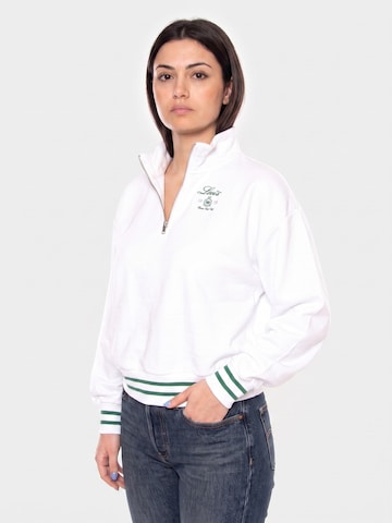 LEVI'S ® Sweatshirt 'GRAPHIC EVERYDAY QUARTER ZIP SWEATSHIRT WHITE' i hvid: forside