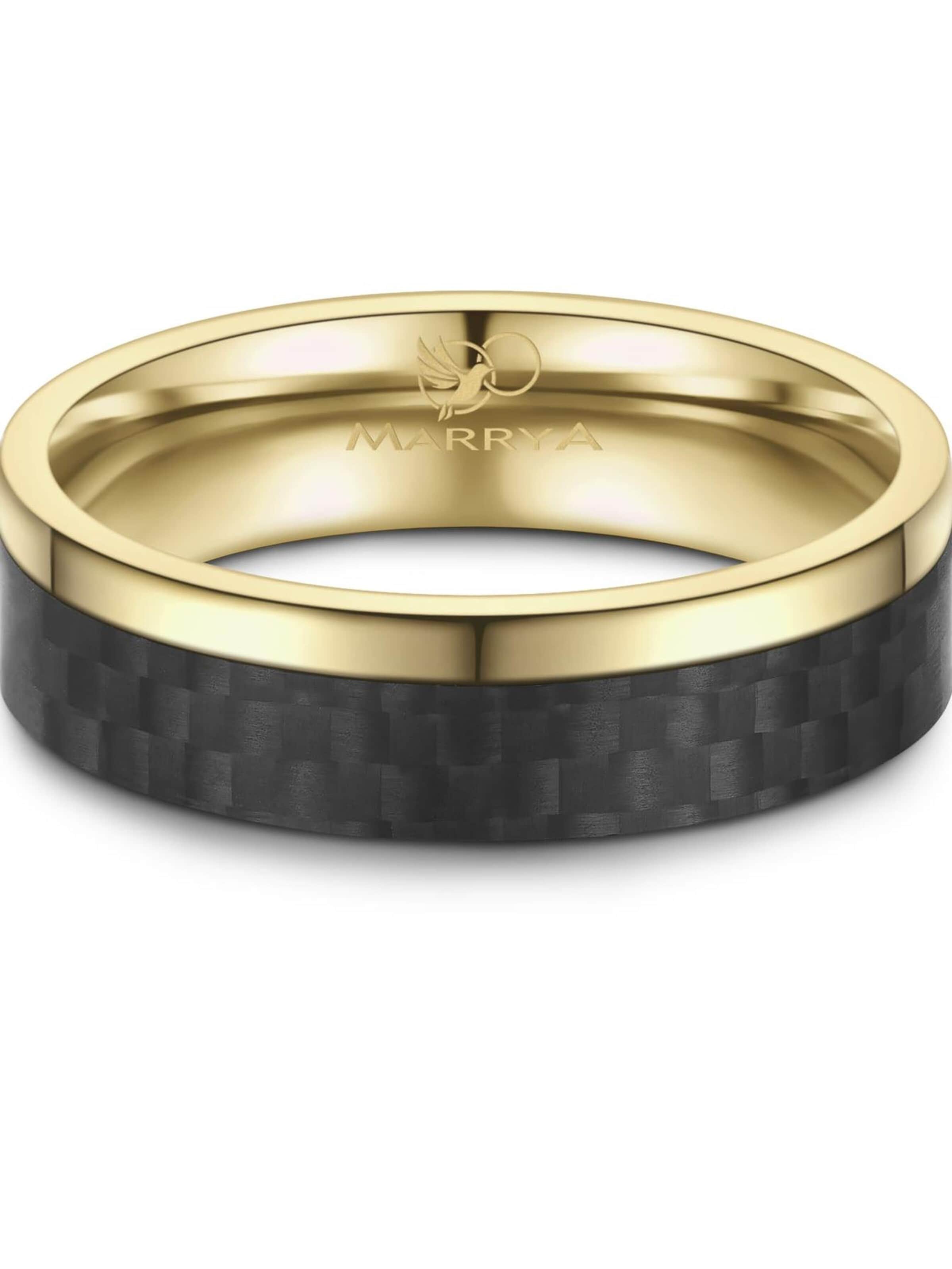 MARRYA Ring 'MARRYA ES-24 Ehering aus Edelstahl - Gold plattiert mit Carbon' i gul