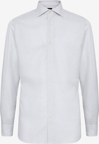 Coupe regular Chemise 'Dobby' Boggi Milano en blanc : devant