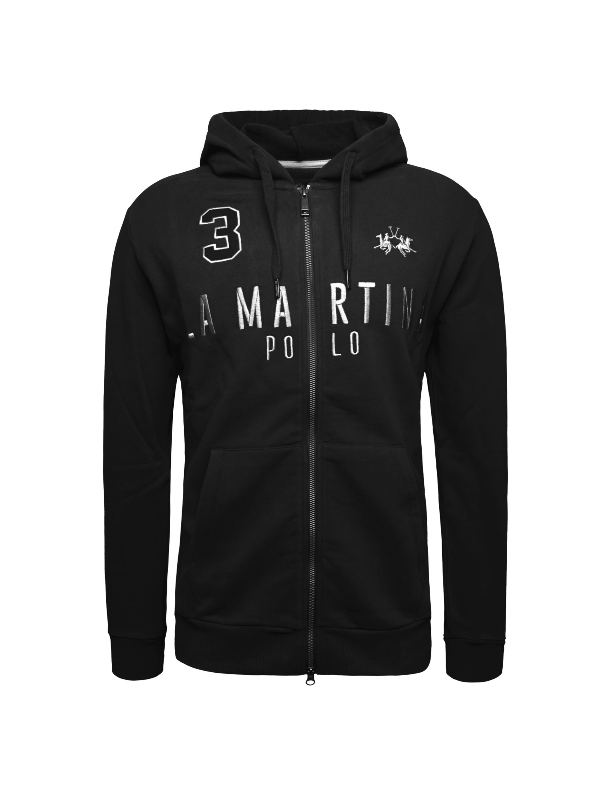 La Martina Sweat jacket 'Maf305' in Black: front