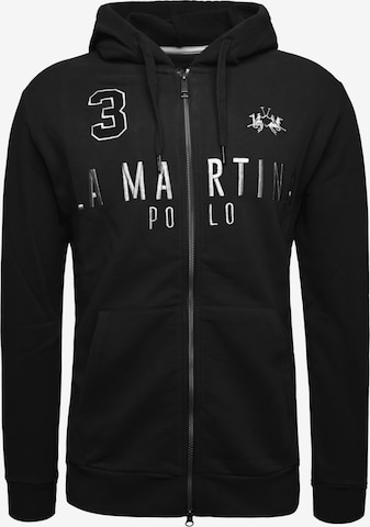 Giacca di felpa 'Maf305' di La Martina in nero: frontale