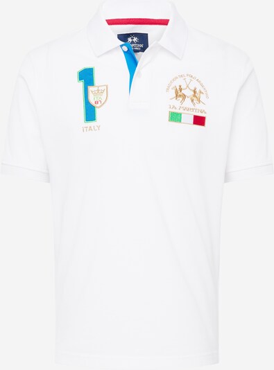 La Martina T-Shirt en azur / or / rouge / blanc, Vue avec produit