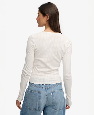 Cardigan 'Athletic Essential Pointelle' Superdry & Co en blanc