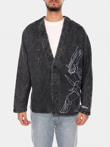 DOLLY NOIRE Knit cardigan 'DIALGA AND PALKIA KIMONO ACID BLACK' in Black